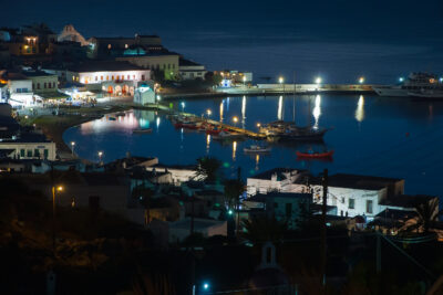 Old port of Mykonos at night