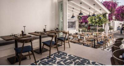 The interior design of Phoebus fish restaurant in Mykonos